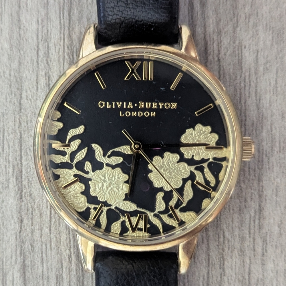 Olivia Burton Black and Gold Women's Watch